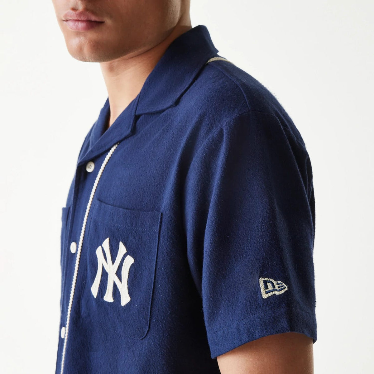 New York Yankees MLB Piping Navy Short Sleeve Shirt-zelvios