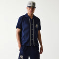 New York Yankees MLB Piping Navy Short Sleeve Shirt-zelvios