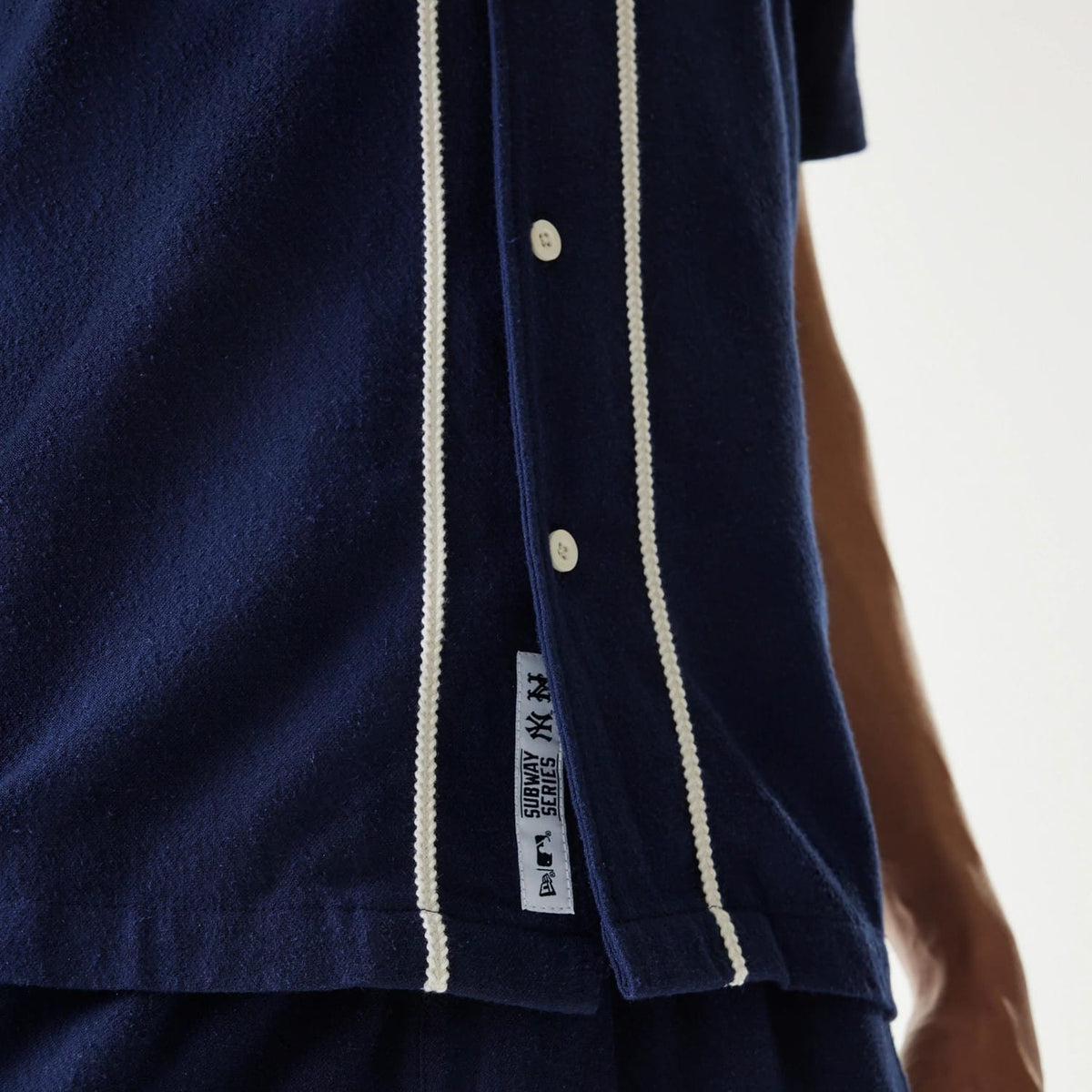 New York Yankees MLB Piping Navy Short Sleeve Shirt-zelvios