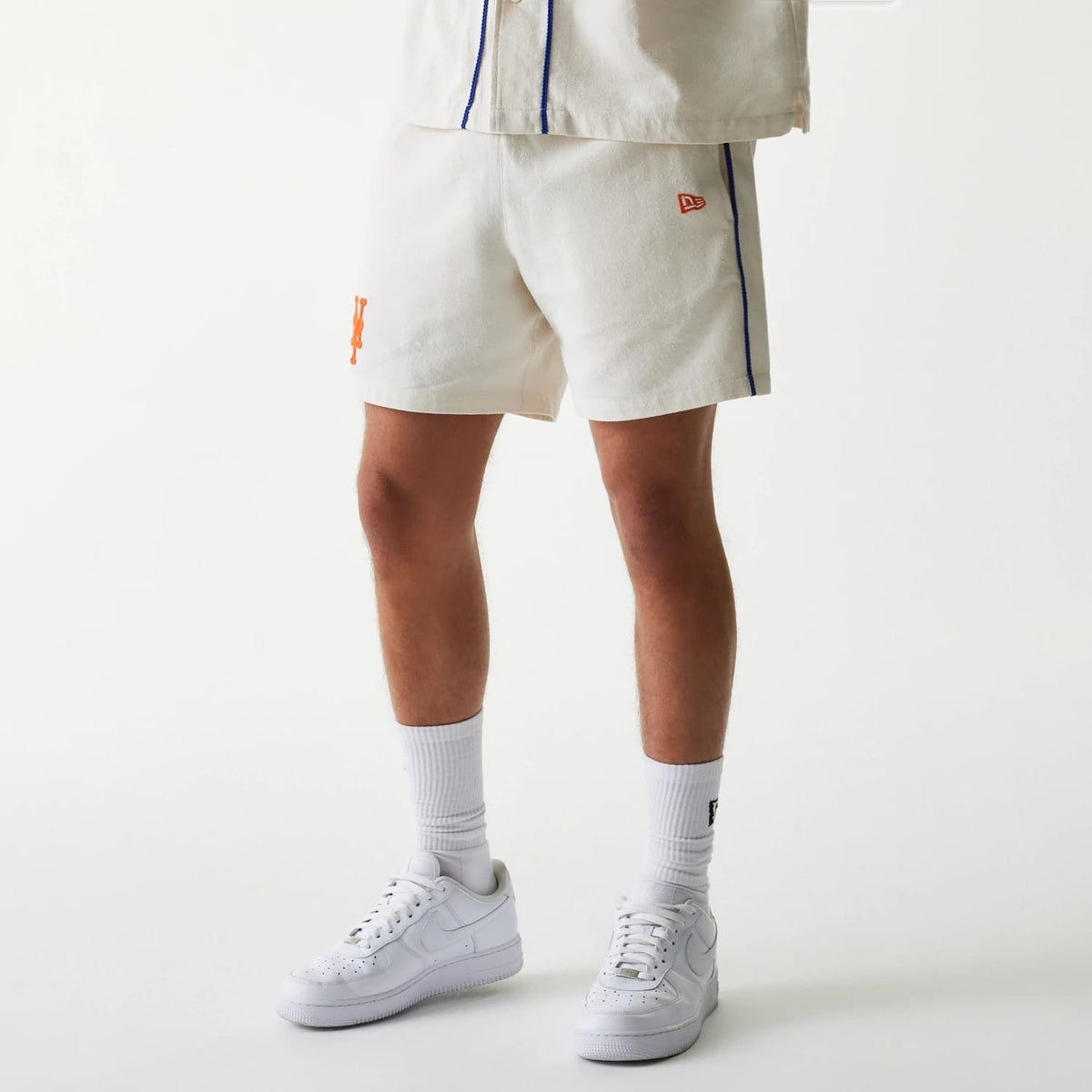 New York Mets MLB Piping Open Cream Shorts-zelvios