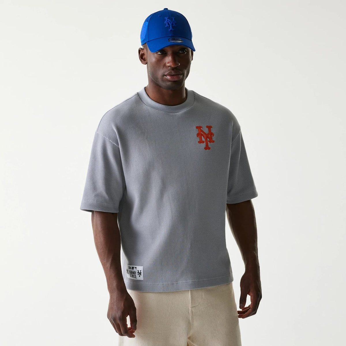 New York Mets MLB Waffle Grey Oversized T-Shirt-zelvios