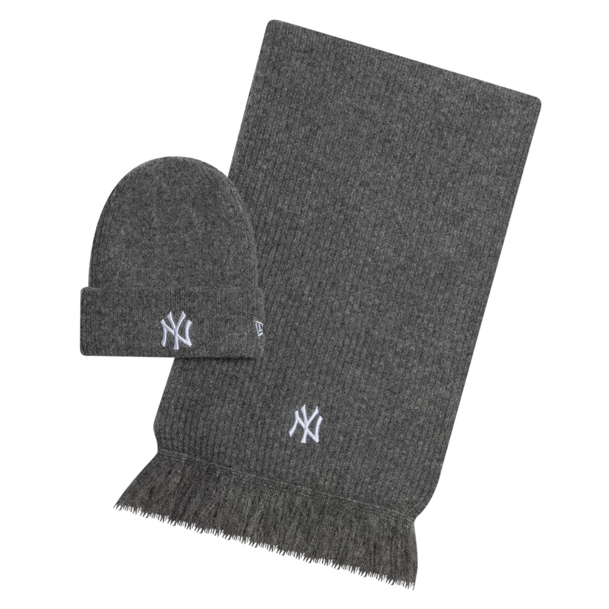 New York Yankees MLB Dark Grey Beanie & Scarf Set-zelvios