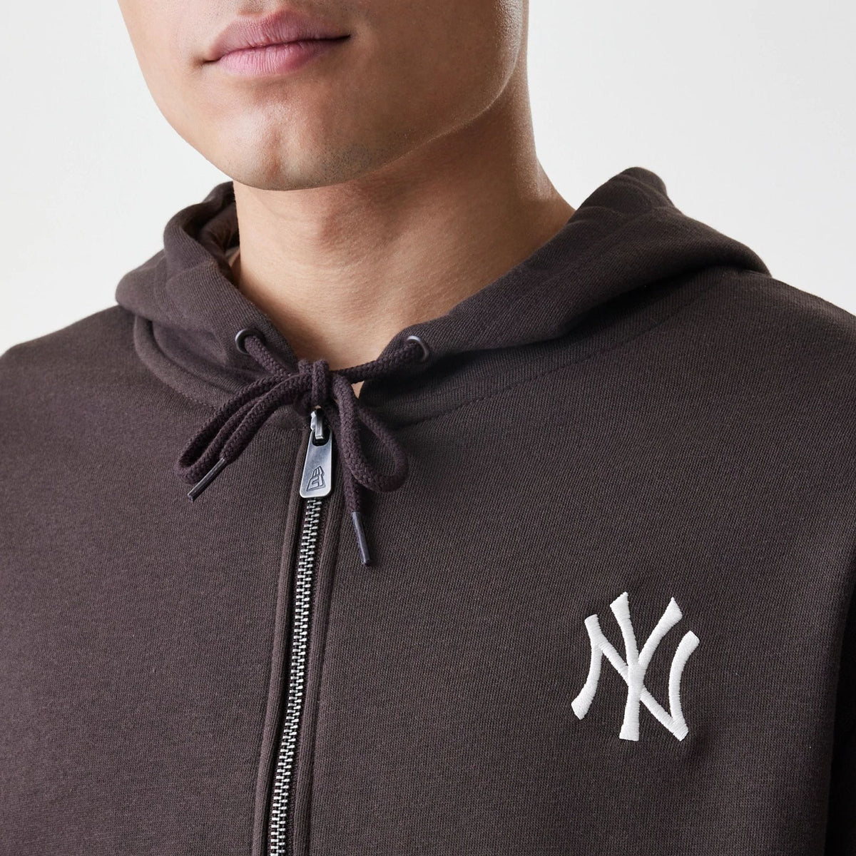 New York Yankees MLB Midi League Essential Dark Brown Full Zip Hoodie-zelvios