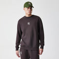 New York Yankees MLB Midi League Essential Dark Brown Oversized Crew Neck Sweater-zelvios