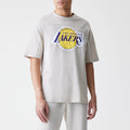 LA Lakers NBA Piping Light Beige Oversized T-Shirt-zelvios