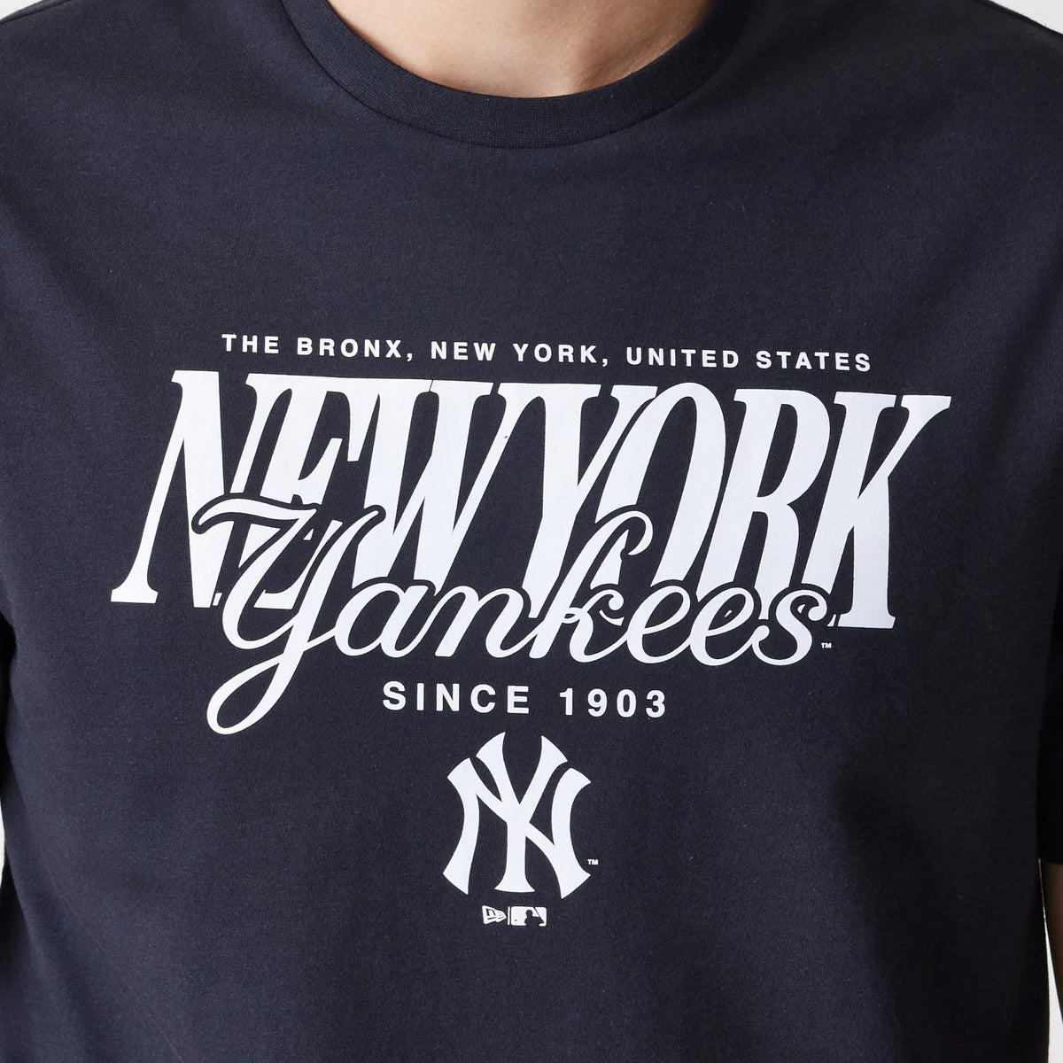 New York Yankees MLB Script Graphic Navy T-Shirt-zelvios