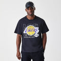 LA Lakers NBA Outline Graphic Navy Oversized T-Shirt-zelvios