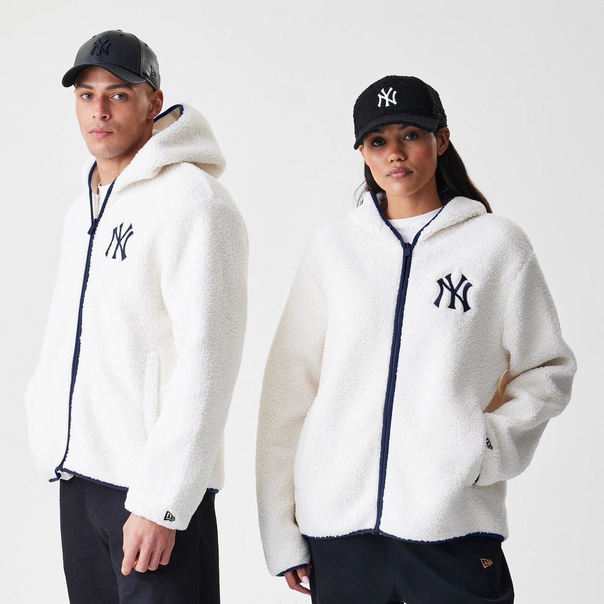 New York Yankees MLB Open White Hooded Sherpa Jacket-zelvios