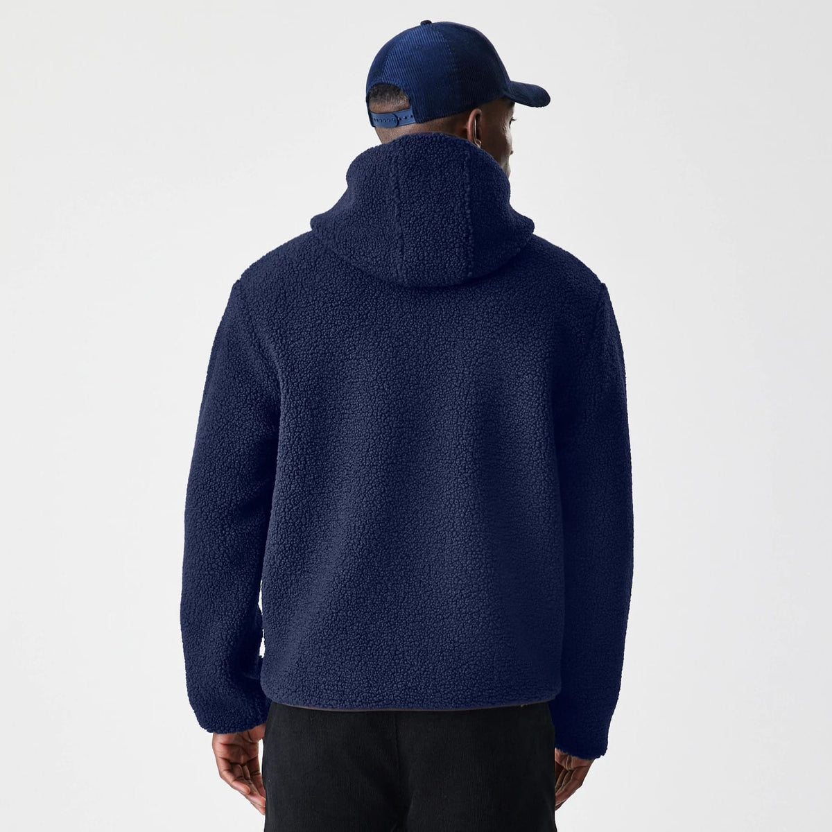 New Era Navy Hooded Sherpa Jacket-zelvios