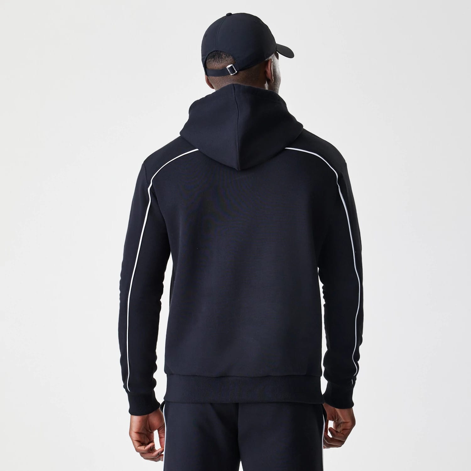 Chicago Bulls NBA Piping Stripe Black Oversized Pullover Hoodie-kentox