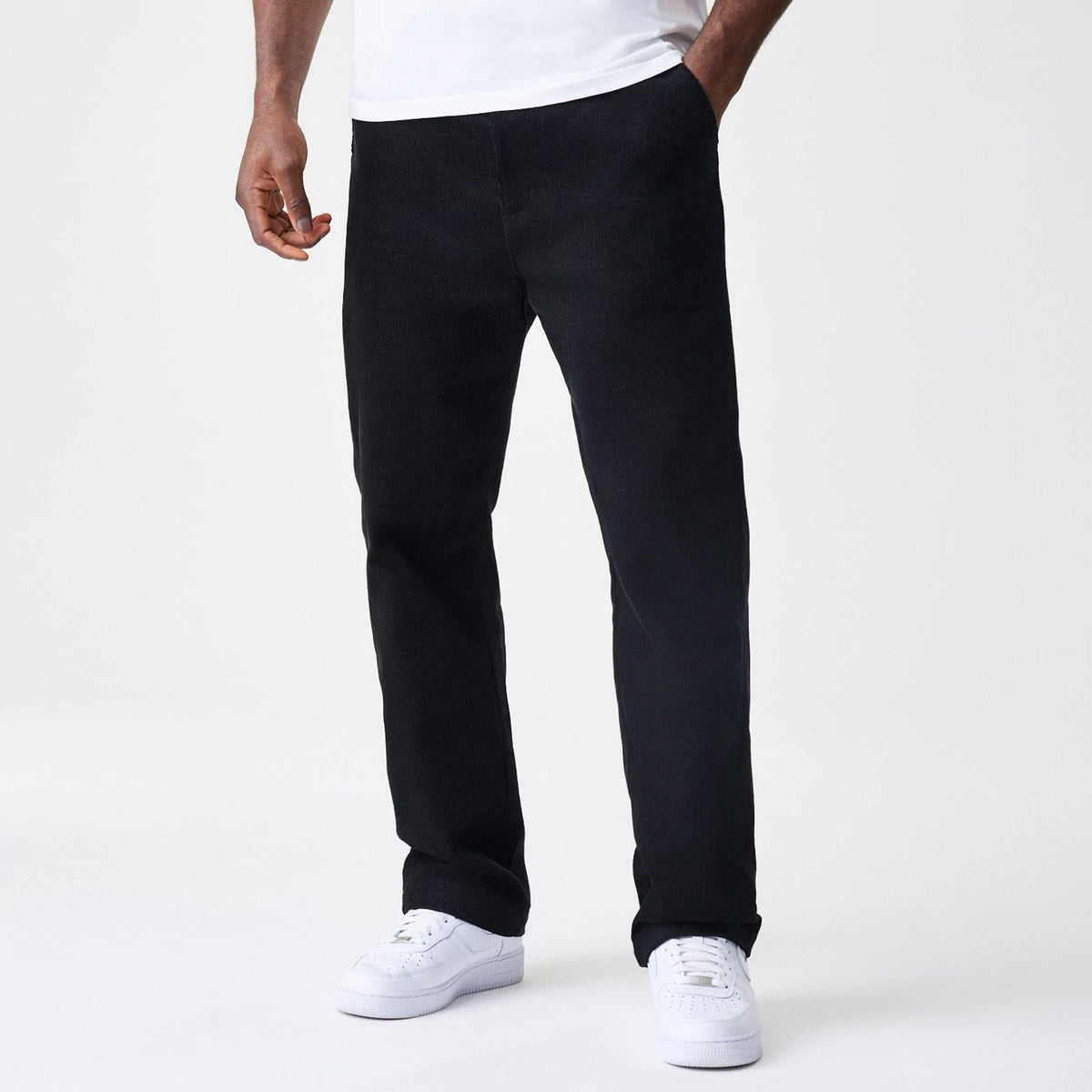 New Era Cord Black Straight Leg Chinos-zelvios
