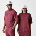 New Era Washed Dark Red Oversized T-Shirt-zelvios