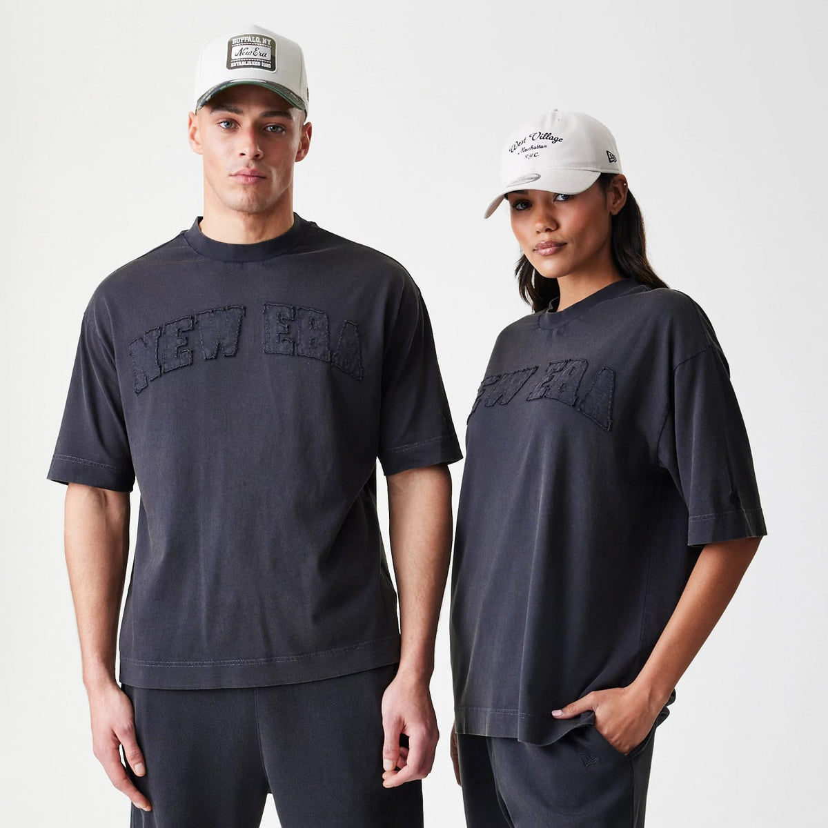New Era Washed Black Oversized T-Shirt-zelvios
