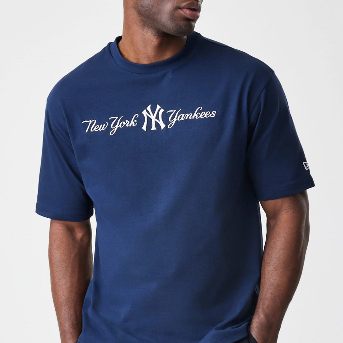 New York Yankees MLB Script Navy Oversized T-Shirt-zelvios