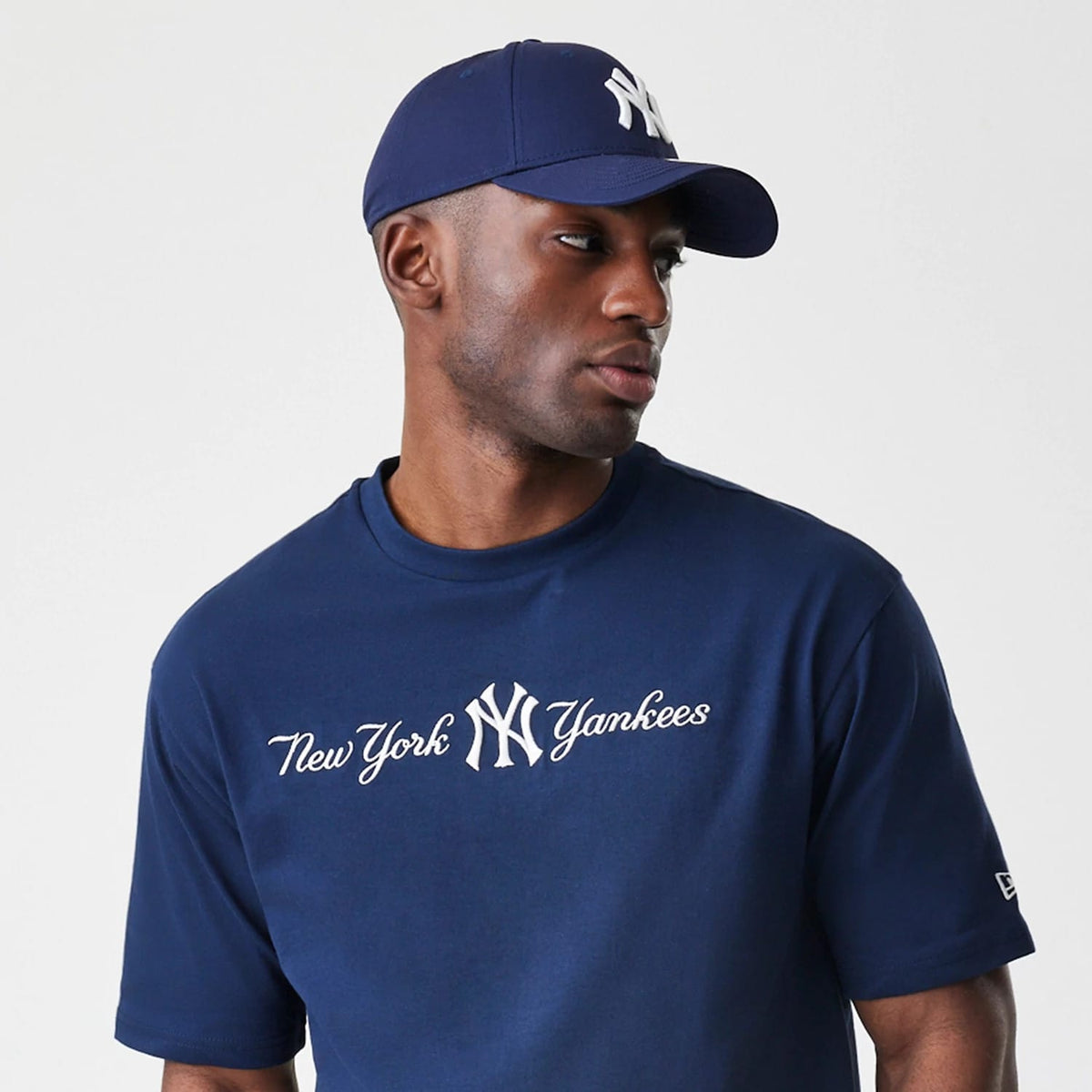New York Yankees MLB Script Navy Oversized T-Shirt-zelvios