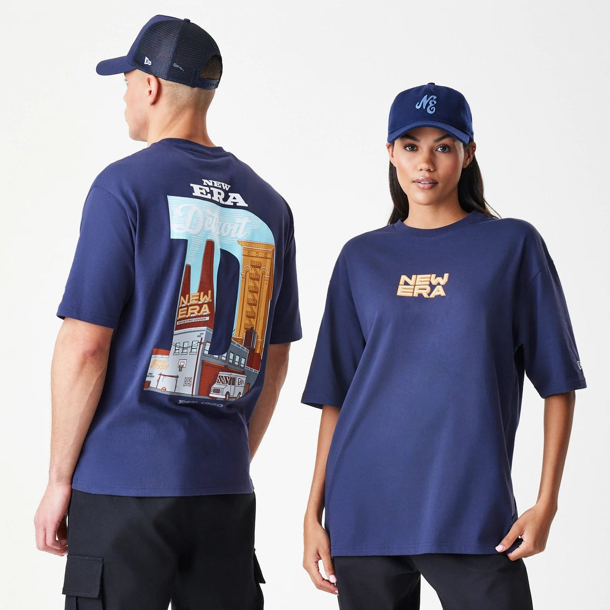New Era Location Navy Oversized T-Shirt-zelvios