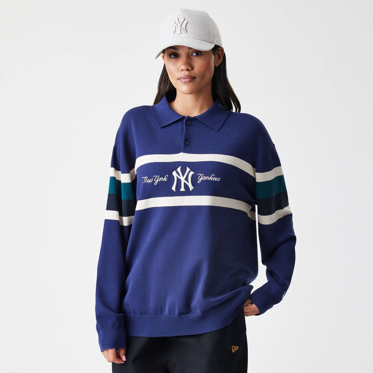New York Yankees MLB Knit Navy Rugby Shirt-zelvios