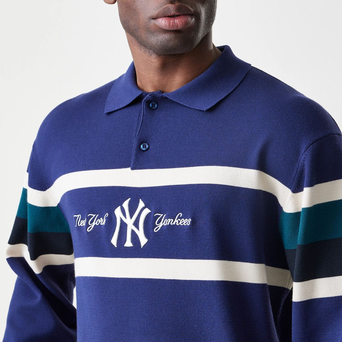 New York Yankees MLB Knit Navy Rugby Shirt-zelvios