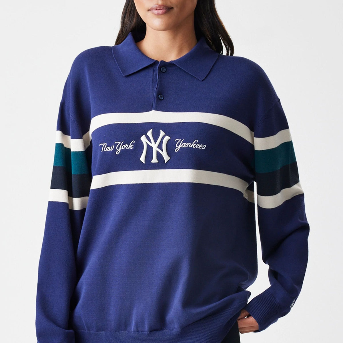 New York Yankees MLB Knit Navy Rugby Shirt-zelvios