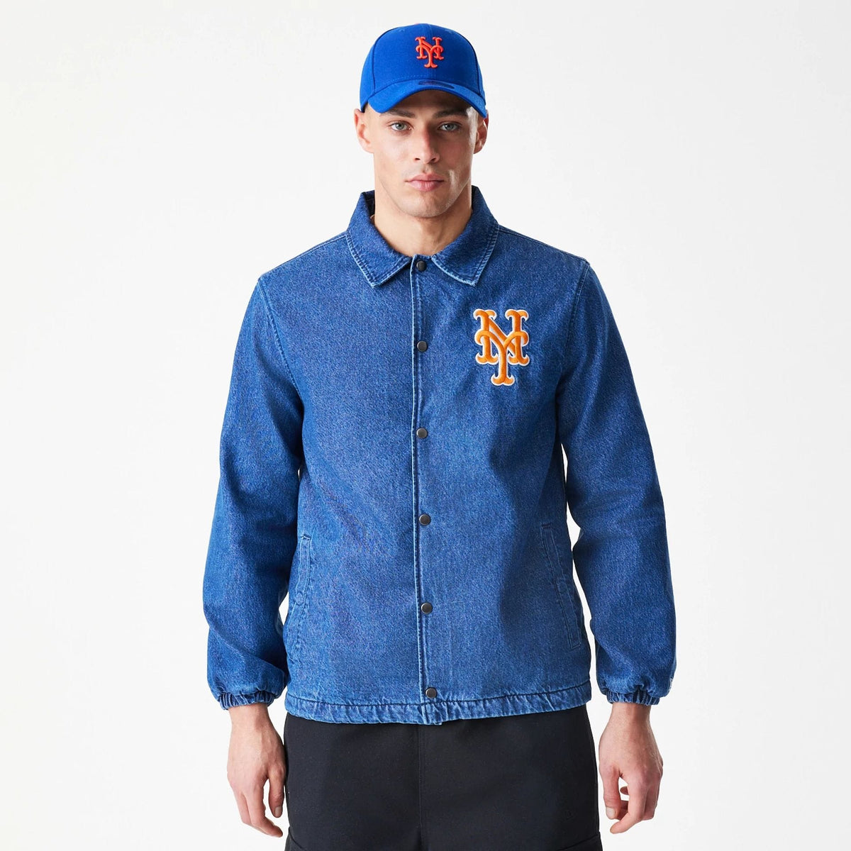 New York Mets MLB Denim Dark Blue Coaches Jacket-zelvios