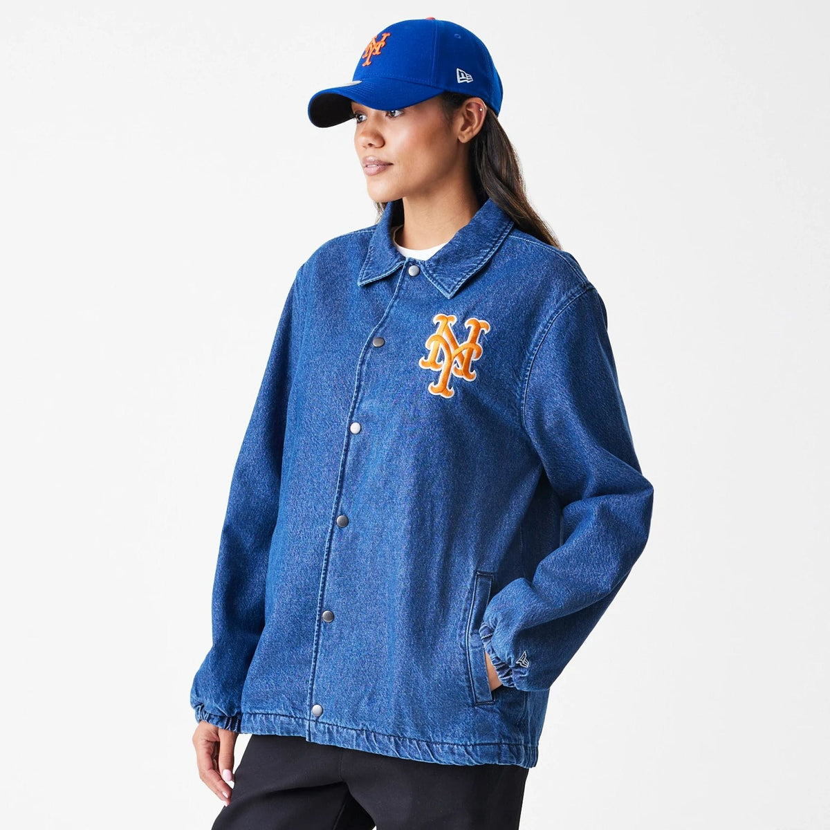 New York Mets MLB Denim Dark Blue Coaches Jacket-zelvios