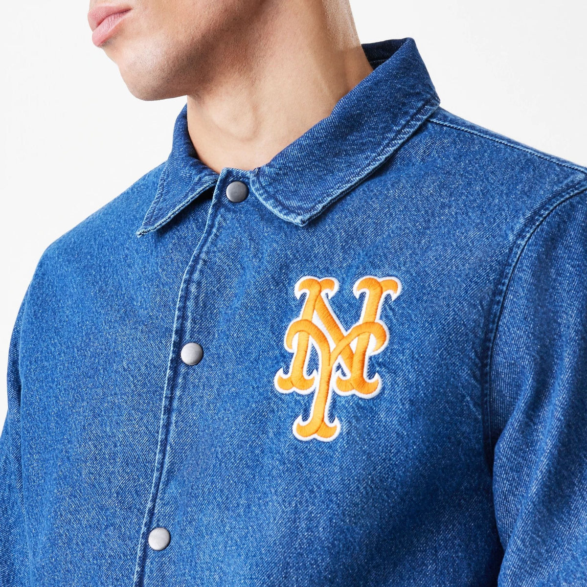 New York Mets MLB Denim Dark Blue Coaches Jacket-zelvios