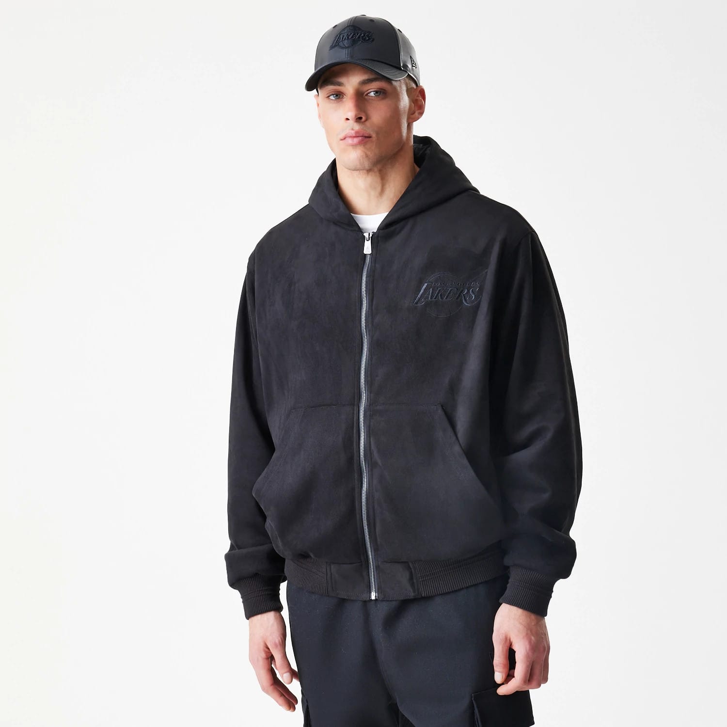 LA Lakers NBA Suede Black Hooded Jacket-kentox