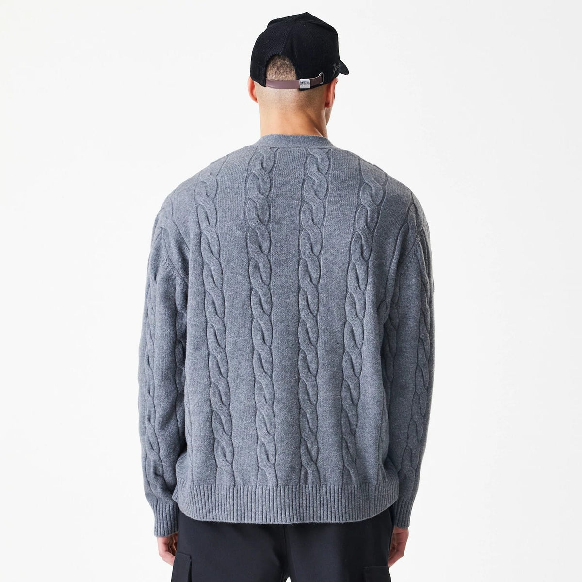 New York Yankees MLB Cable Knit Dark Grey Cardigan-zelvios
