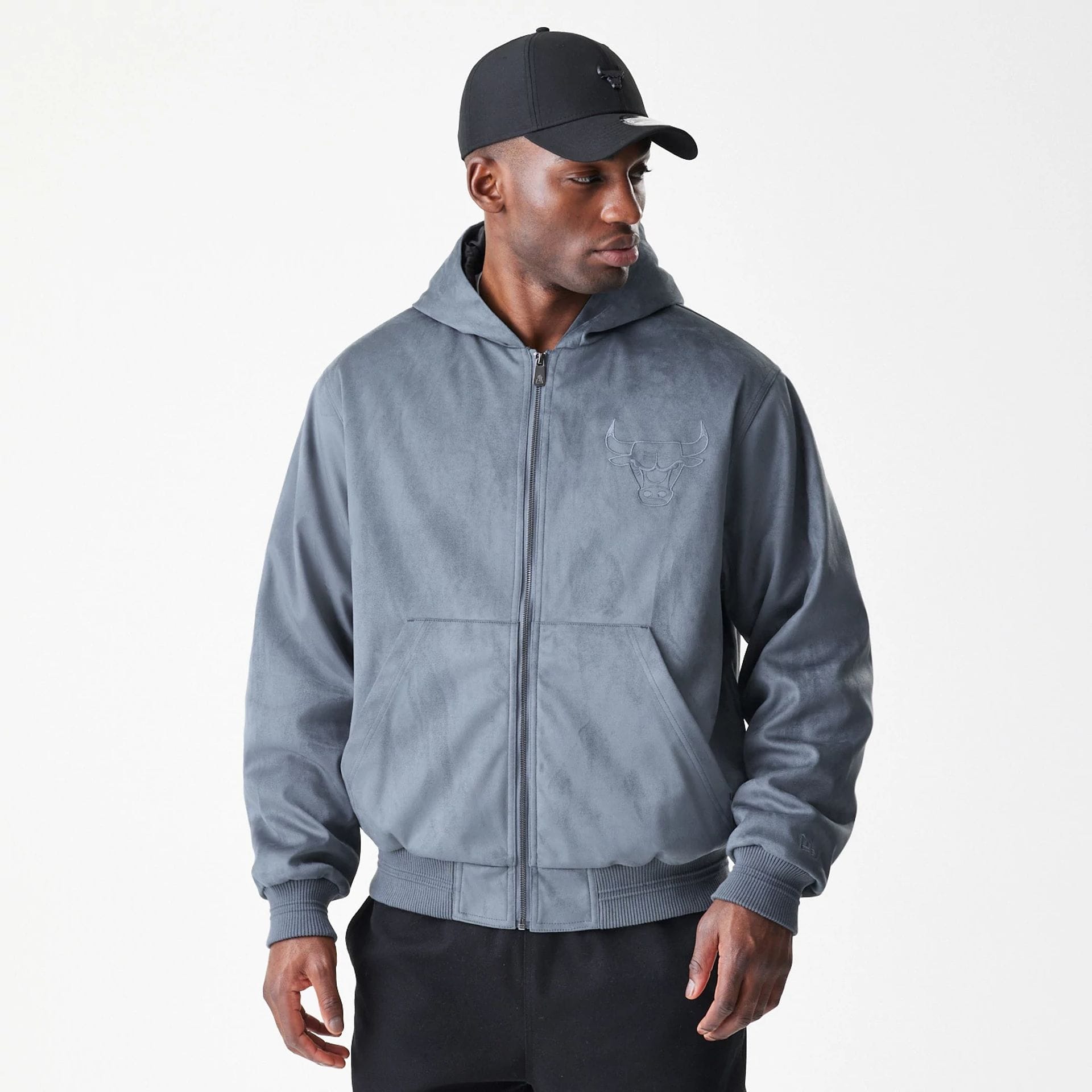 Chicago Bulls NBA Suede Dark Grey Jacket-kentox