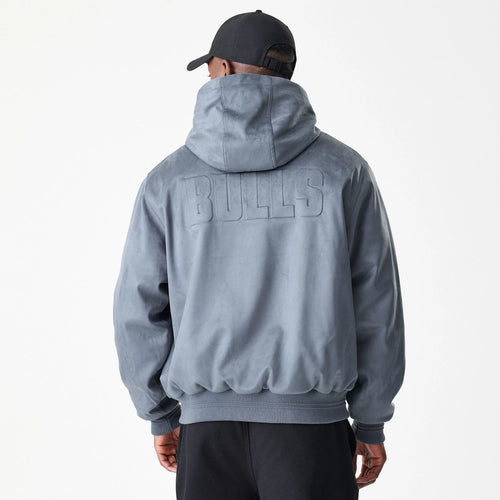 Chicago Bulls NBA Suede Dark Grey Jacket-kentox