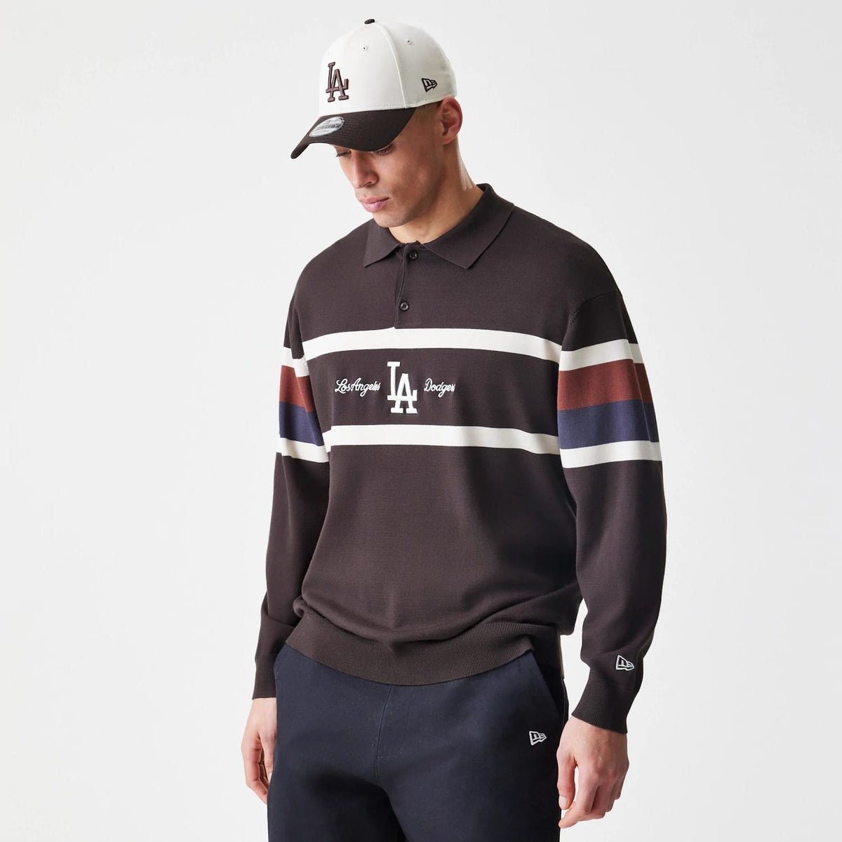 LA Dodgers MLB Knit Brown Rugby Shirt-zelvios