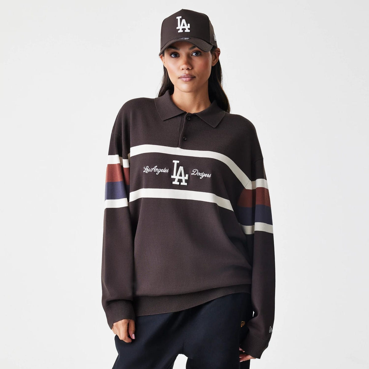 LA Dodgers MLB Knit Brown Rugby Shirt-zelvios