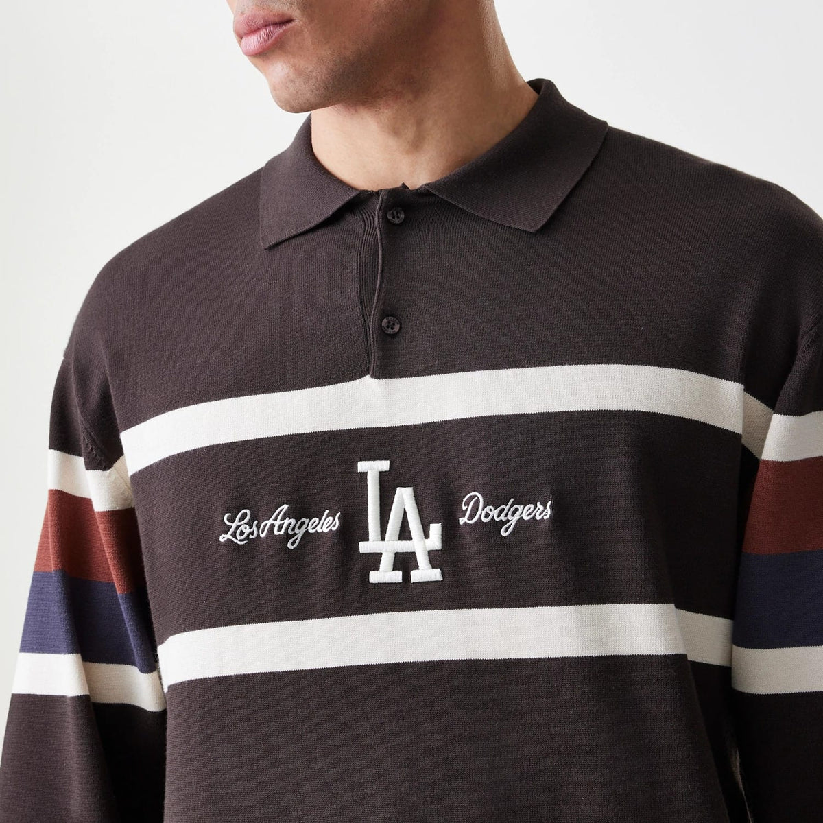 LA Dodgers MLB Knit Brown Rugby Shirt-zelvios