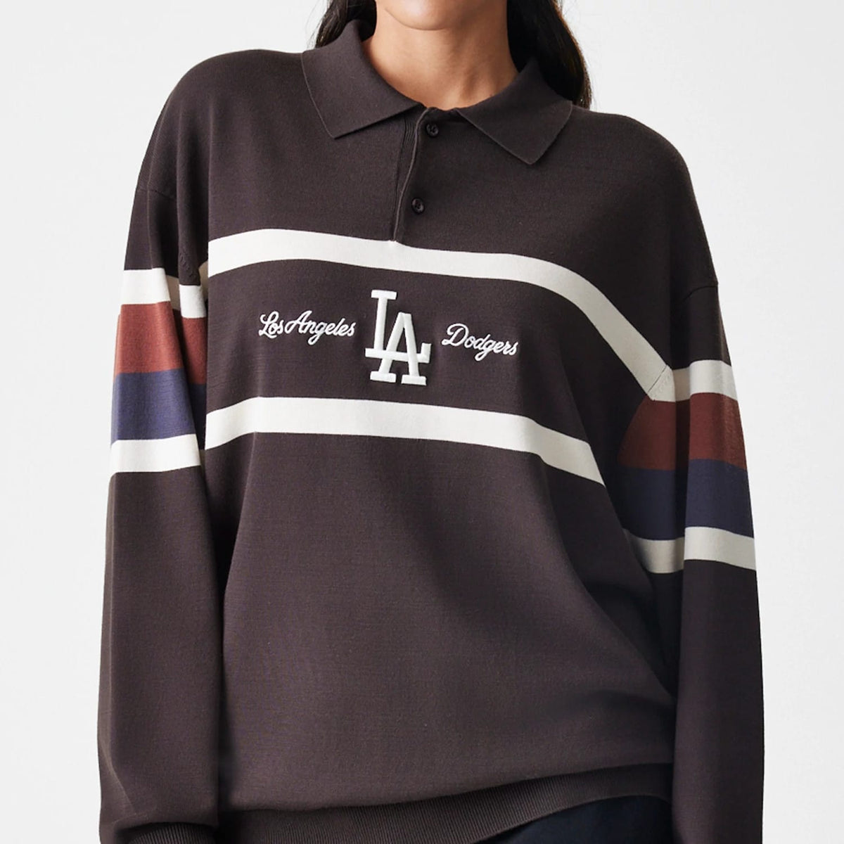 LA Dodgers MLB Knit Brown Rugby Shirt-zelvios