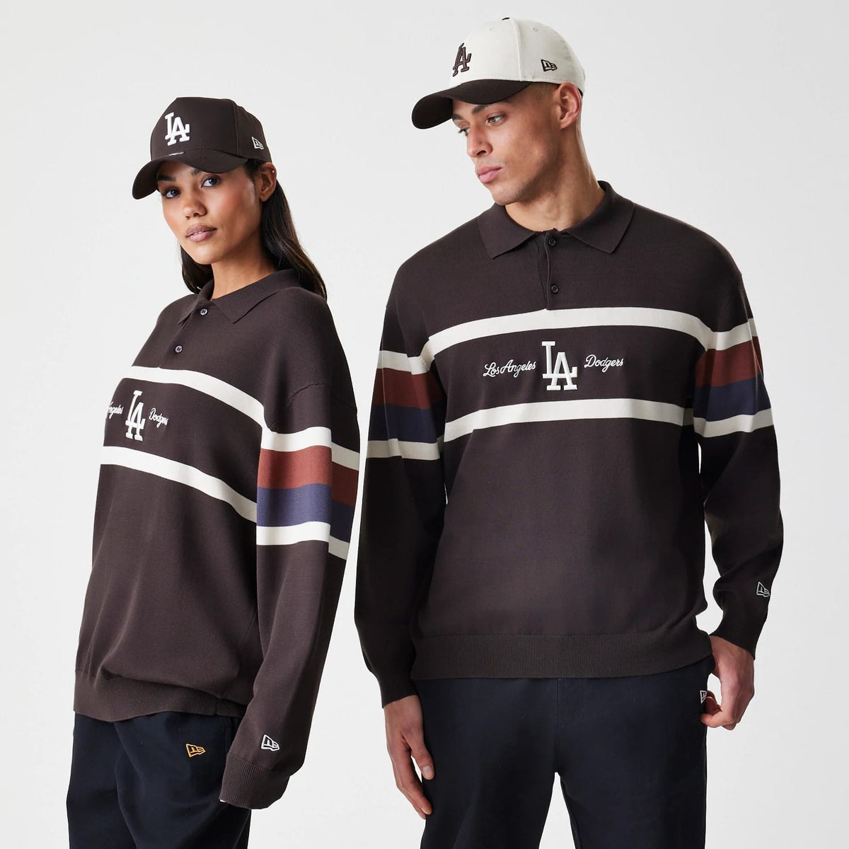 LA Dodgers MLB Knit Brown Rugby Shirt-zelvios