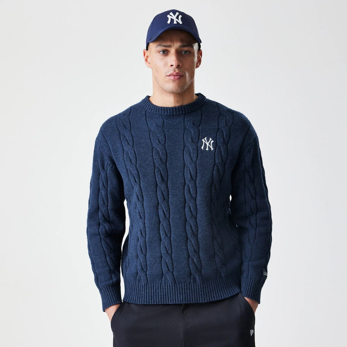New York Yankees MLB Cable Knit Navy Knitted Sweater-zelvios