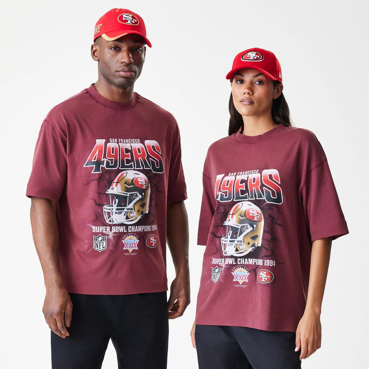 San Francisco 49ers NFL Washed Boxy Dark Red Oversized T-Shirt-zelvios