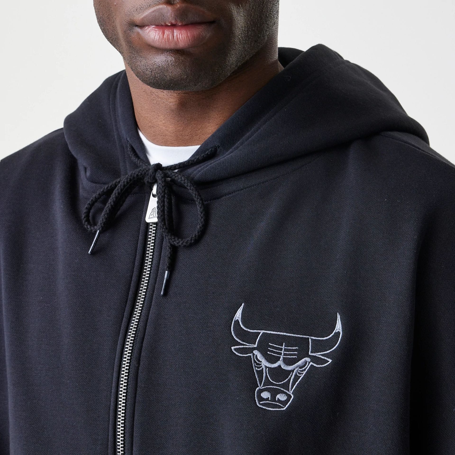 Chicago Bulls NBA Linear Black Oversized Full Zip Hoodie-kentox