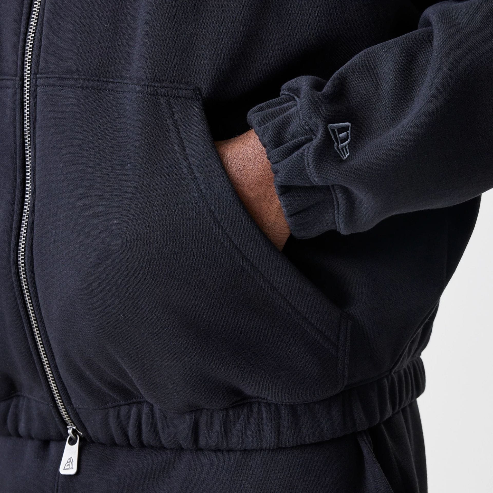 Chicago Bulls NBA Linear Black Oversized Full Zip Hoodie-kentox
