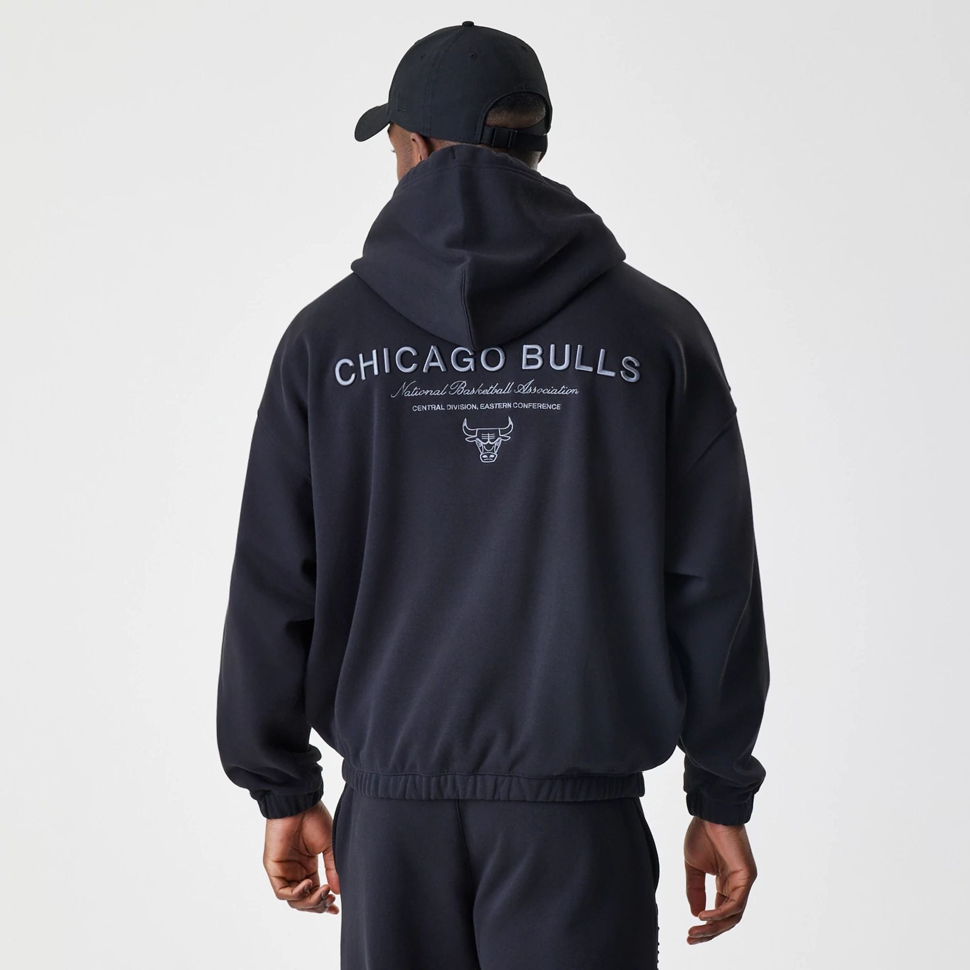 Chicago Bulls NBA Linear Black Oversized Full Zip Hoodie-kentox