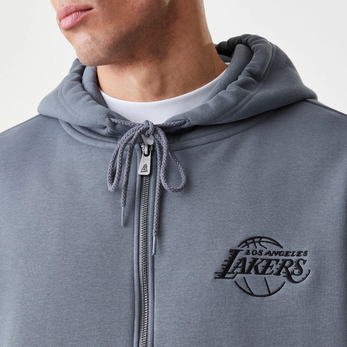 LA Lakers NBA Linear Dark Grey Oversized Full Zip Hoodie-zelvios