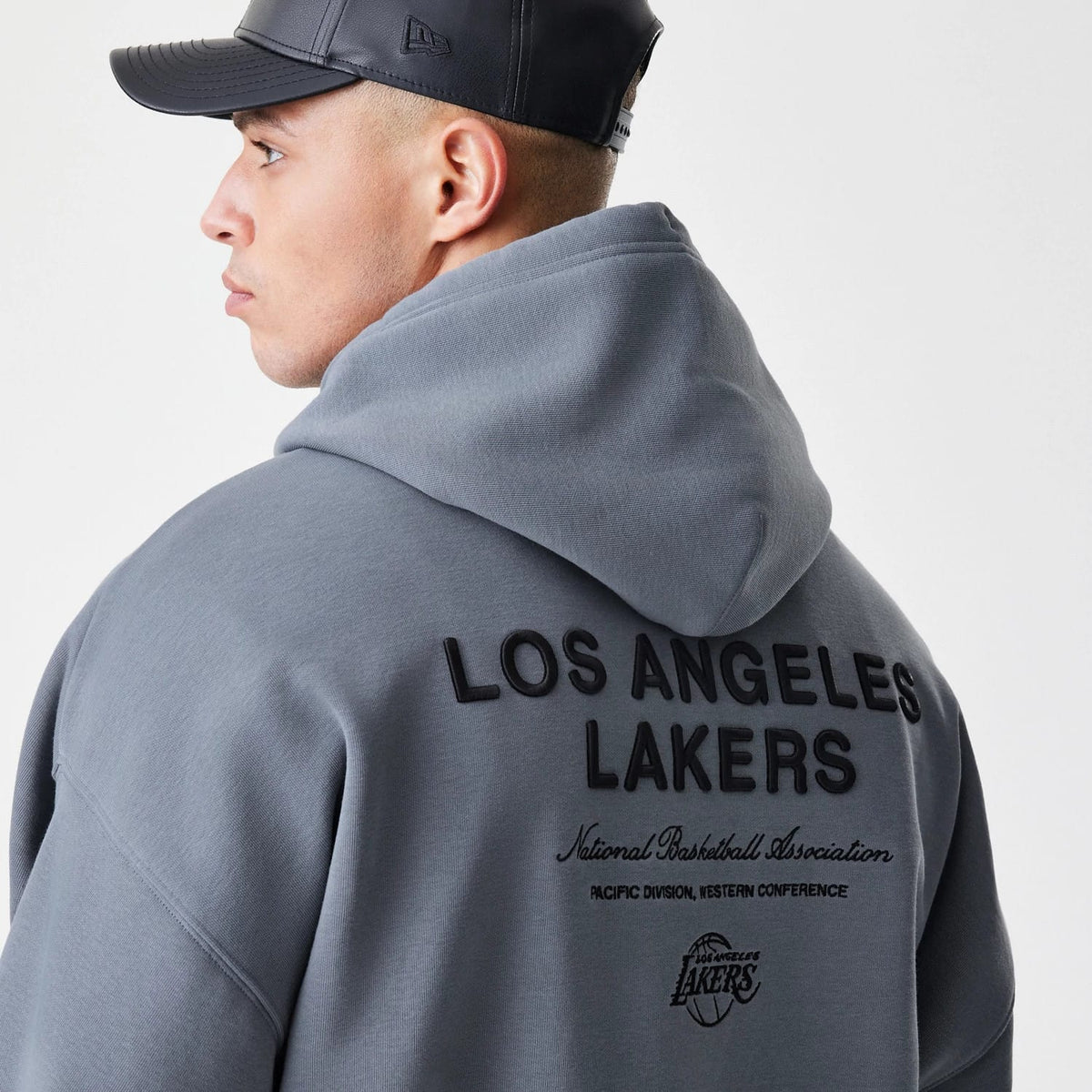 LA Lakers NBA Linear Dark Grey Oversized Full Zip Hoodie-zelvios