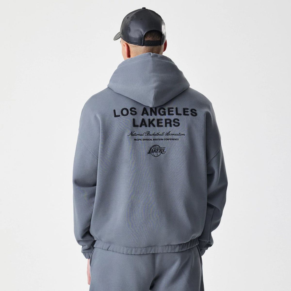 LA Lakers NBA Linear Dark Grey Oversized Full Zip Hoodie-zelvios