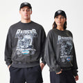 Las Vegas Raiders NFL Washed Boxy Dark Grey Oversized Crew Neck Sweater-zelvios