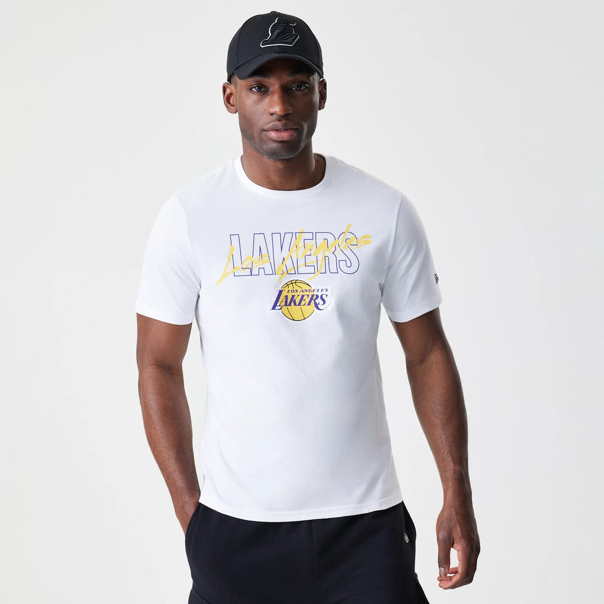 LA Lakers NBA Script White T-Shirt-zelvios