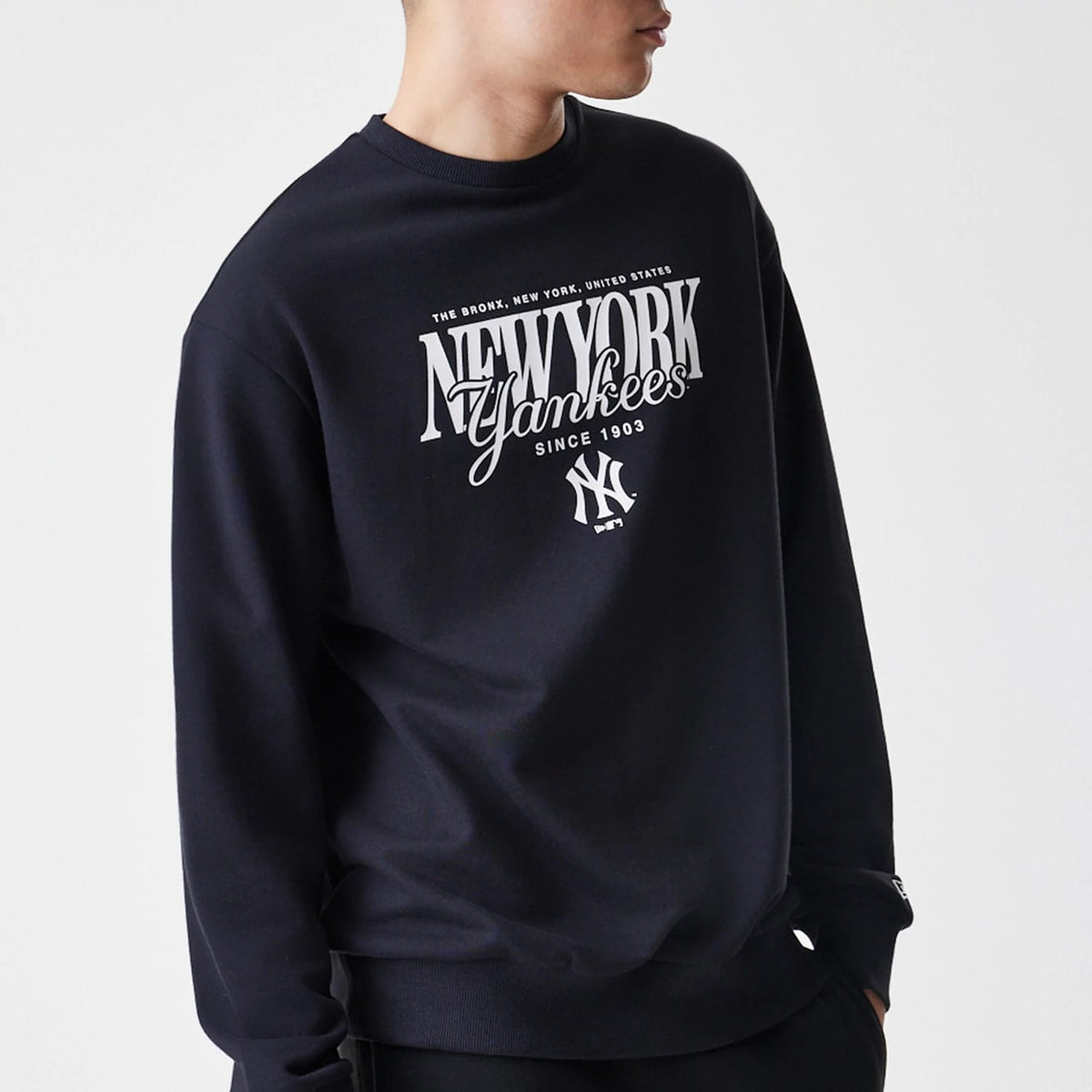 New York Yankees MLB Script Black Crew Neck Sweater-zelvios