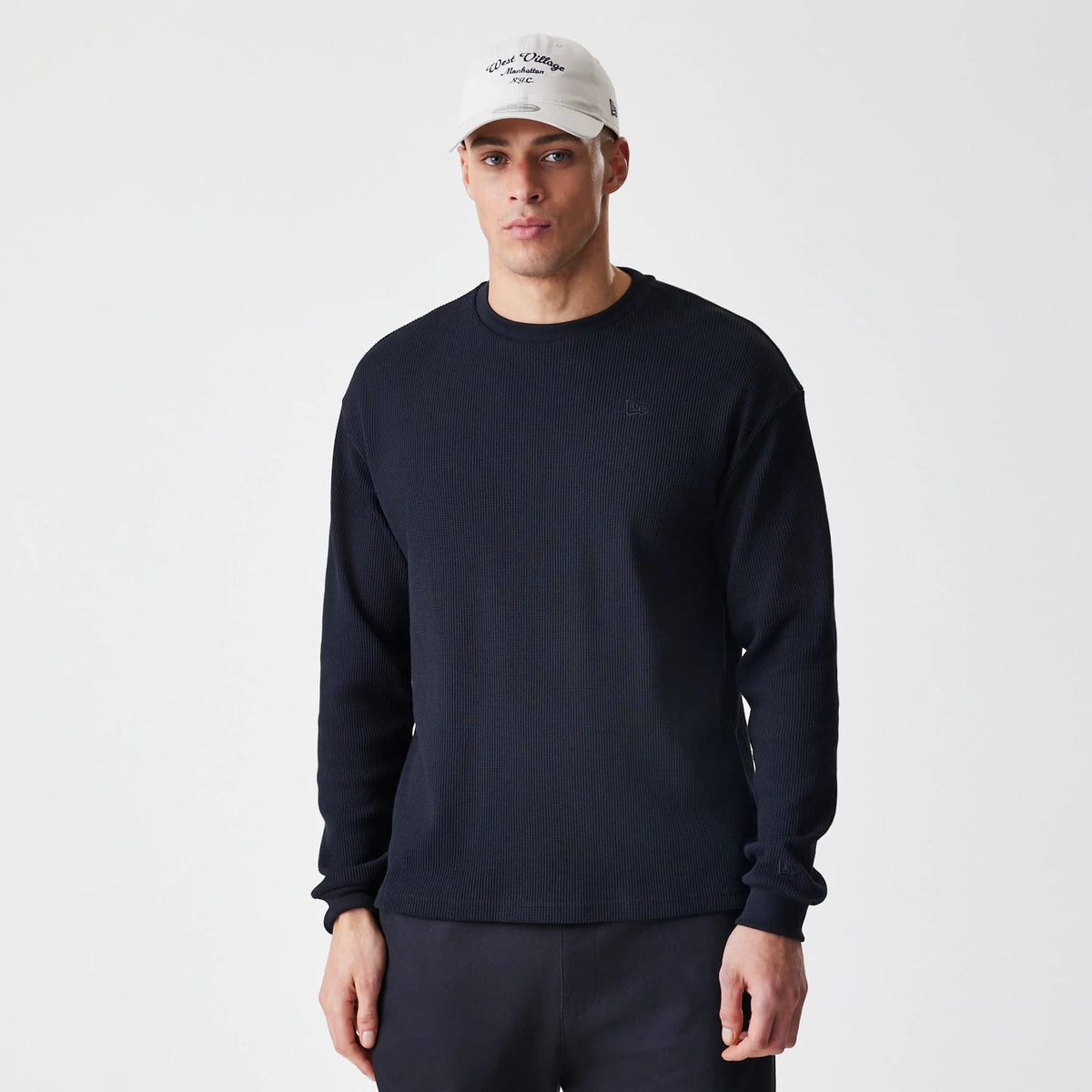 New Era Waffle Black Long Sleeve T-Shirt-zelvios