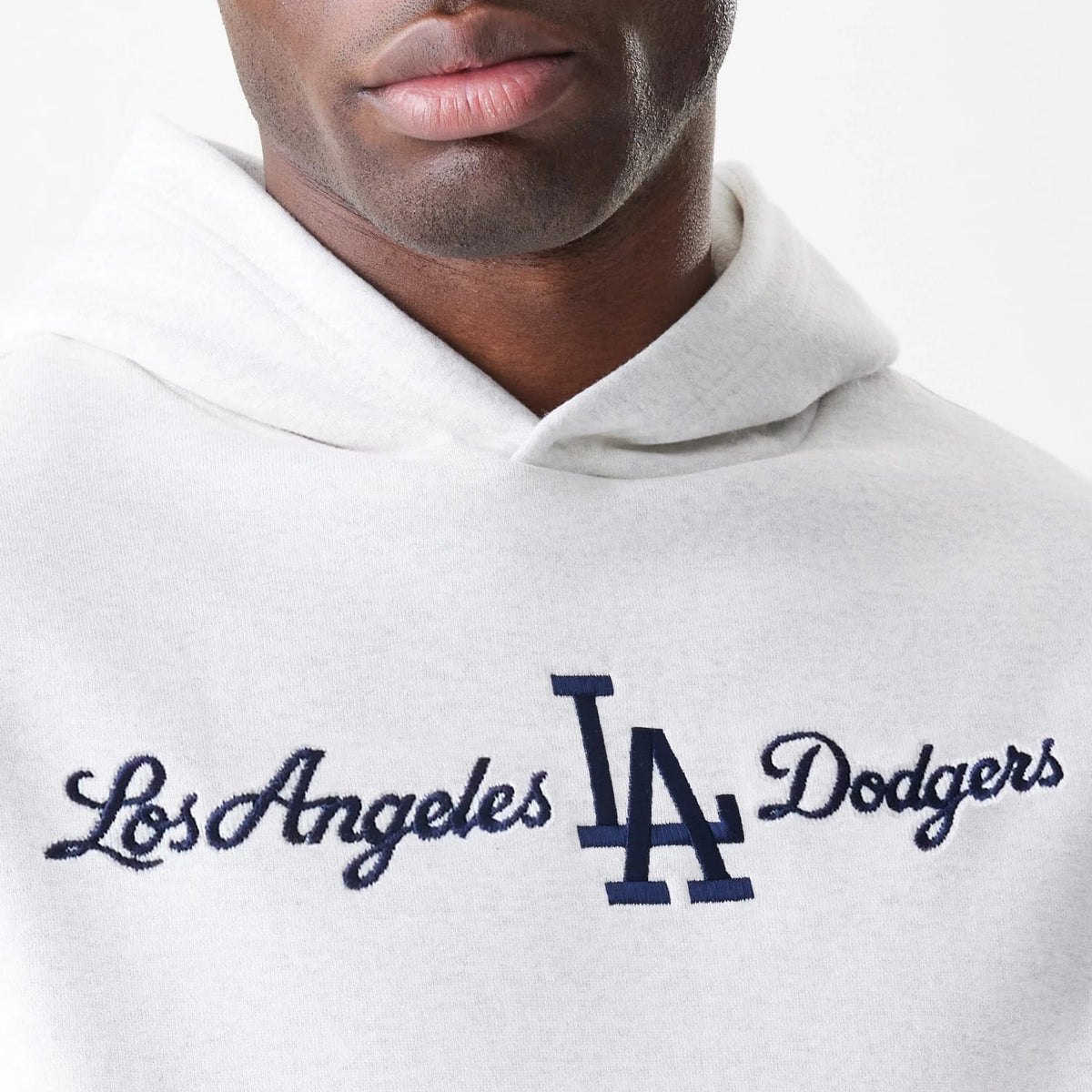 LA Dodgers MLB Script White Oversized Pullover Hoodie-zelvios