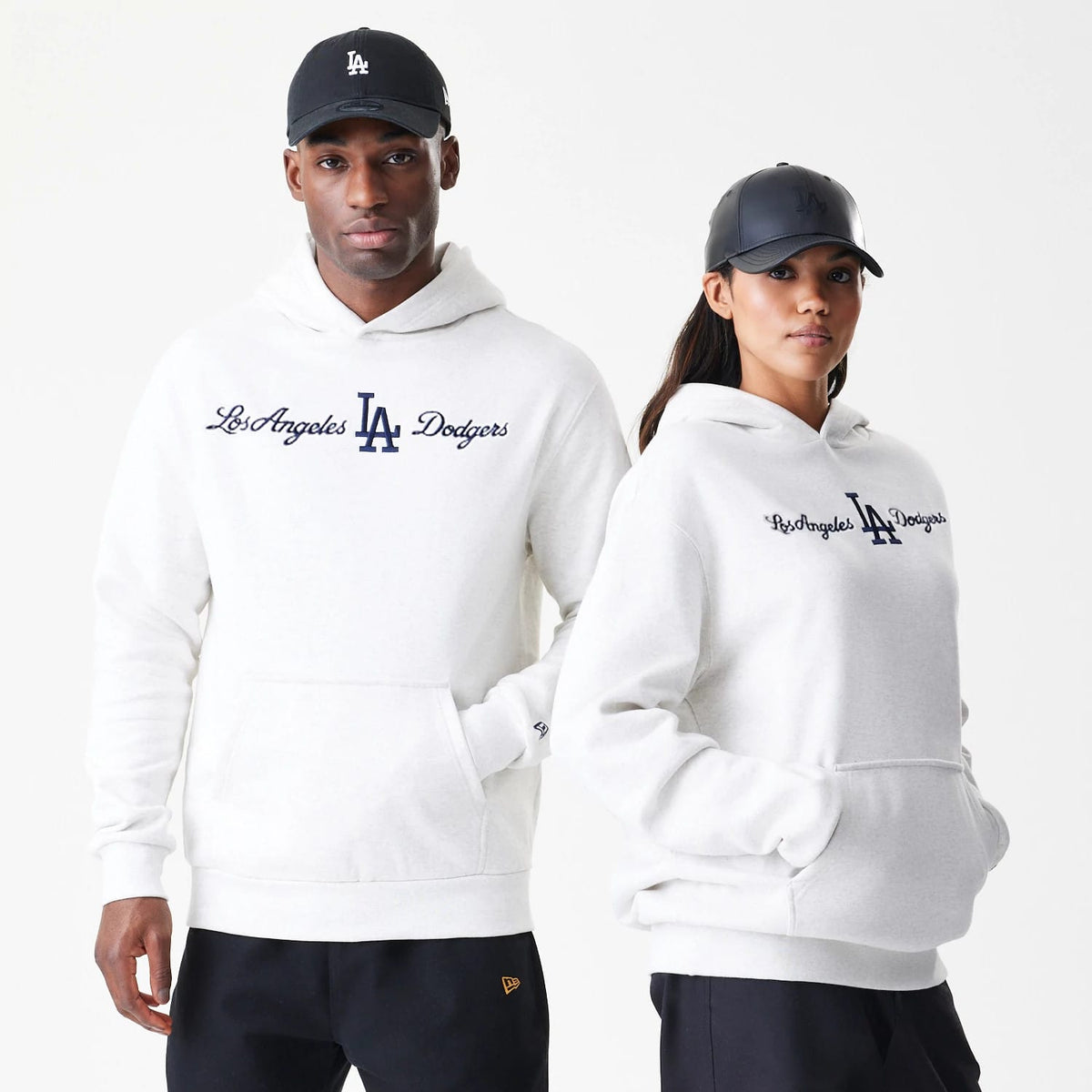 LA Dodgers MLB Script White Oversized Pullover Hoodie-zelvios