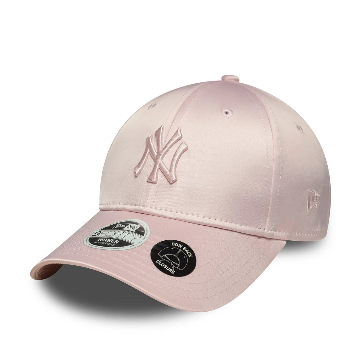 New York Yankees Womens MLB Satin Bow Back Pastel Pink 9FORTY Adjustable Cap-zelvios
